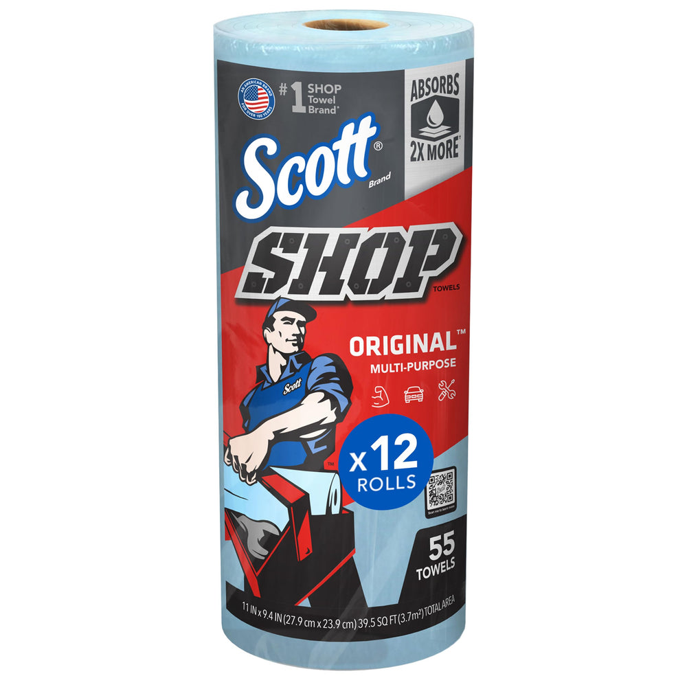 Scott paño rollo frontal mostrando el color azul y facilidad de extracción