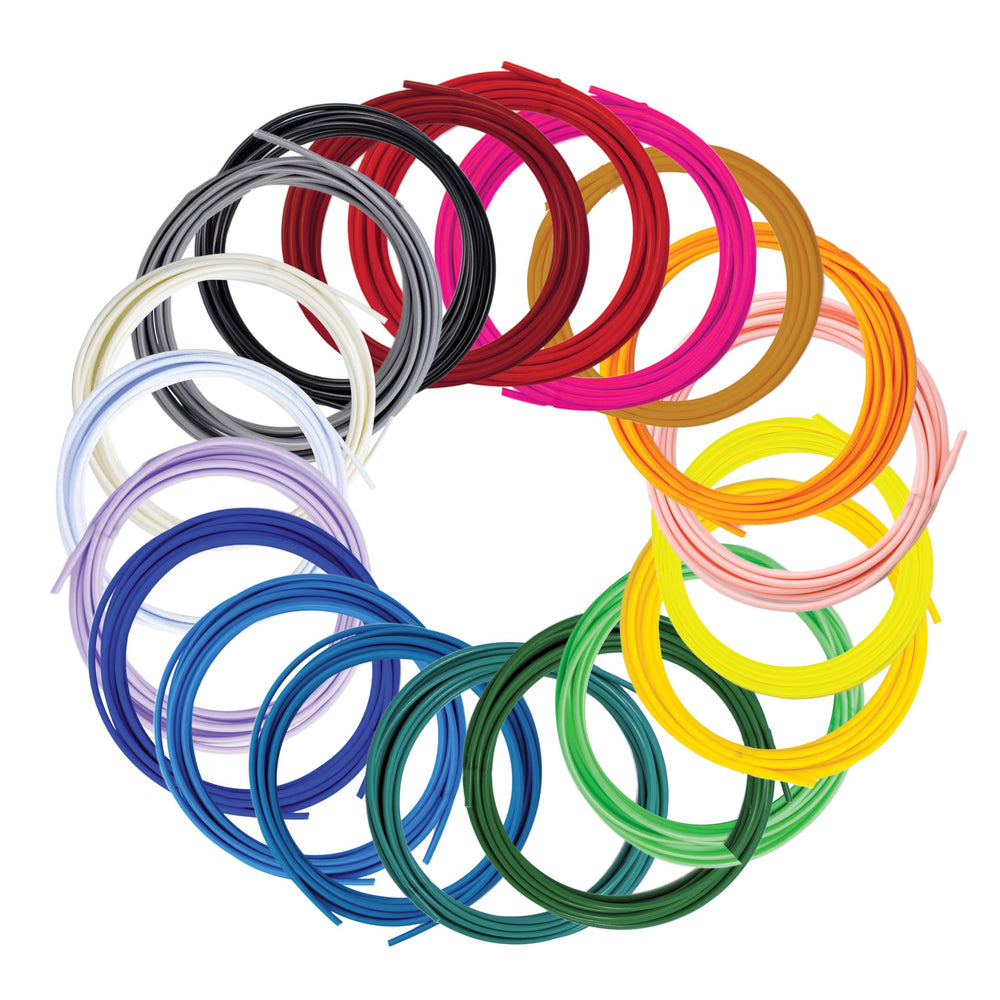 SCRIB3D empaque frontal con 20 colores, ofrece variedad creativa