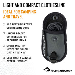 Sea to Summit detalle de cuentas y cordones que aseguran la ropa sin pinzas