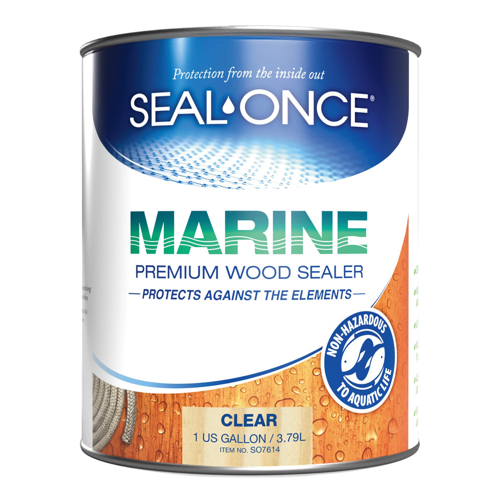 Seal-Once frente de garrafa de 1 galón mostrando envase y beneficio de protección