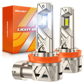 SEALIGHT frontal del pack H11 H9 H8 H16 mostrando embalaje y contenido, mejora visibilidad