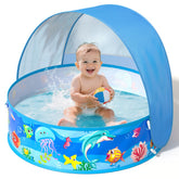 SEDITY piscina frontal con dosel mostrando sombra protectora