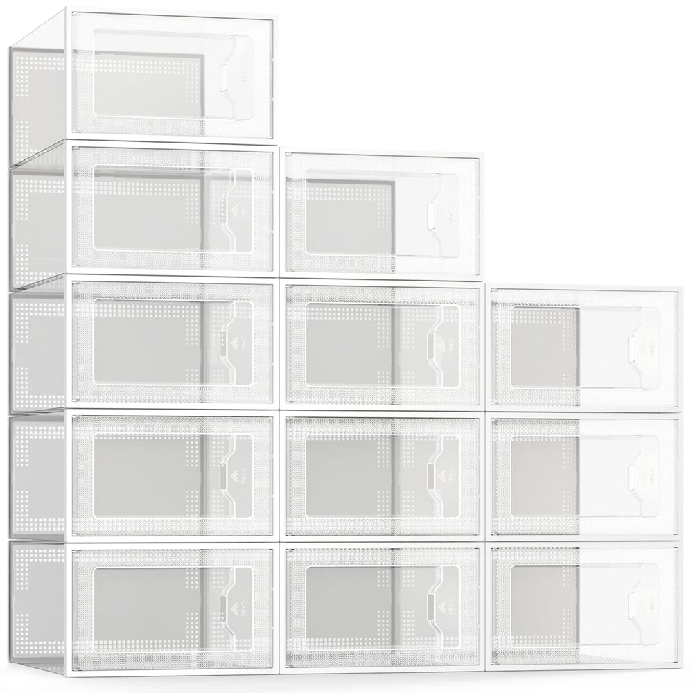 SEE SPRING caja frontal transparente mostrando zapatos y organización clara
