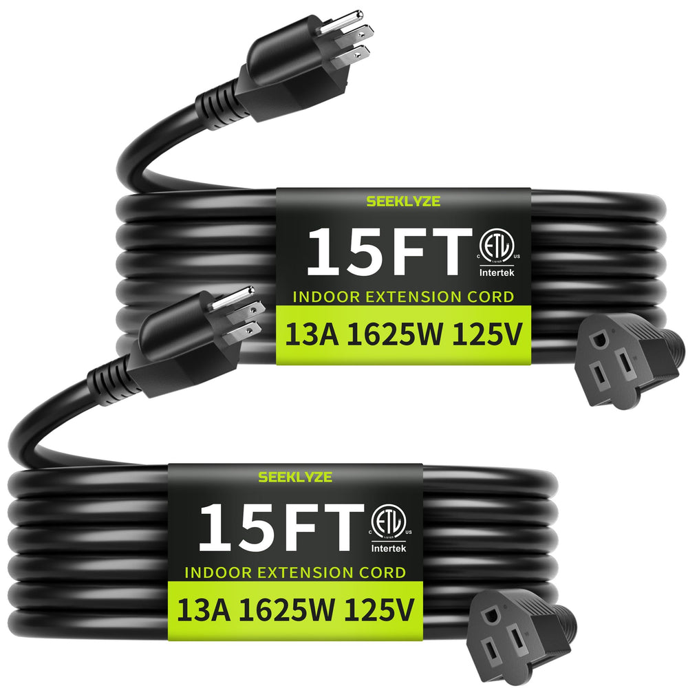 Seeklyze pack frente mostrando dos cables de extensión negro, práctico y listo