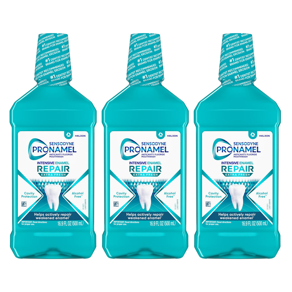 Sensodyne Pronamel frente del empaque mostrando el producto y protección