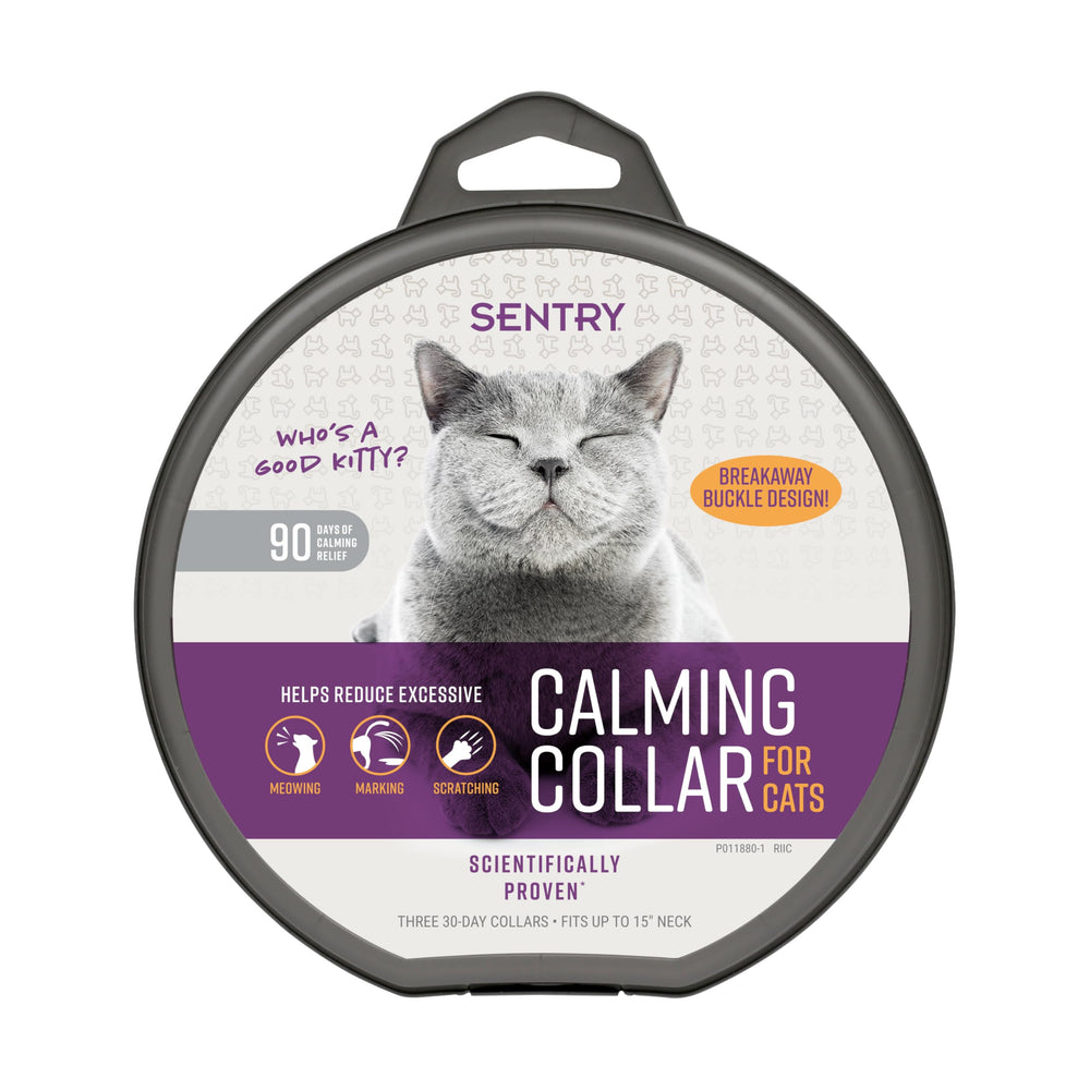 Sentry collar pack frontal mostrando tres collares y beneficio calma inmediata