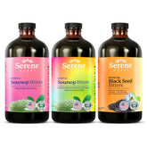 Serene Herbs frente del pack mostrando las dos botellas y beneficios de conveniencia