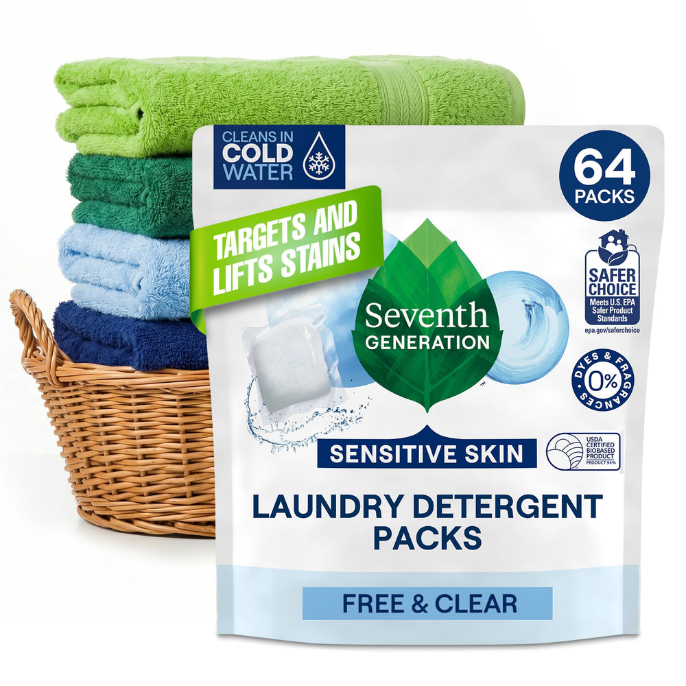 Seventh Generation frente del empaque mostrando cantidad y uso práctico