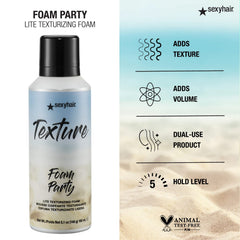SexyHair espuma en cabello húmedo con secador para look playero