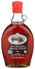 Shady Maple Farm frente del envase mostrando jarabe orgánico y valor práctico