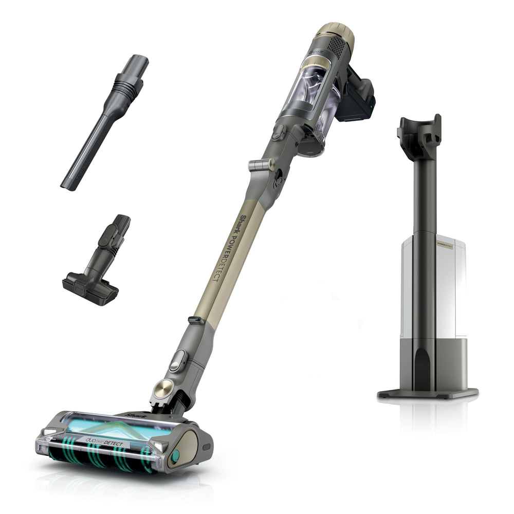 Shark IP3253 frontal con base mostrando sistema de vaciado automático y ahorro de tiempo