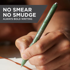 Sharpie S-Gel en uso sobre cuaderno demostrando tinta negra intensa