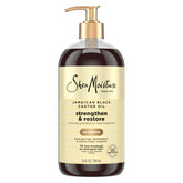 Shea Moisture frente del envase de champú 24oz mostrando diseño y beneficio limpiador