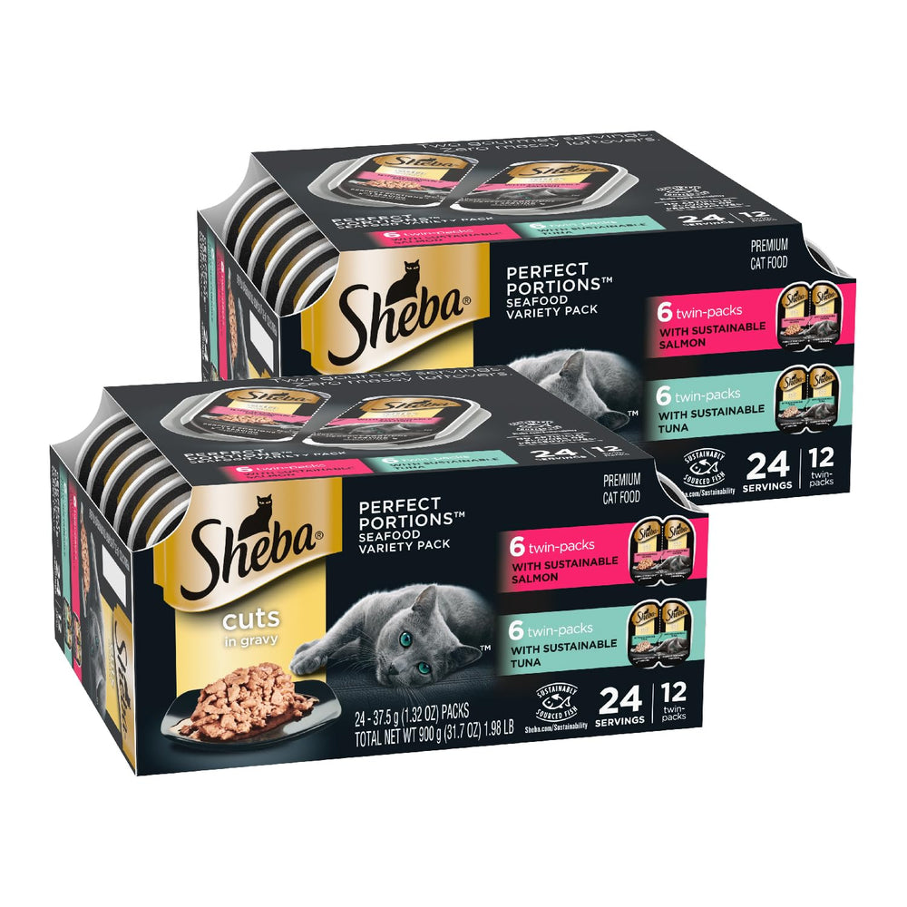 Sheba empaque frontal salmón y atún muestra conveniencia y atractivo