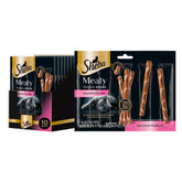 Sheba empaque frontal mostrando barras de salmón y beneficio práctico