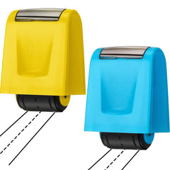 Sherr frontal del empaque mostrando las dos unidades y colores amarillo y azul, práctico para clases