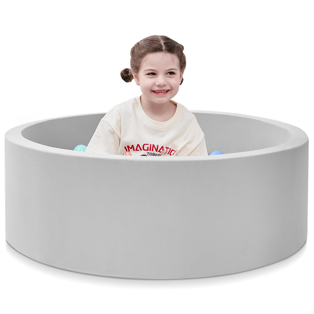 SHJADE piscina de bolas frontal gris mostrando seguridad y confort