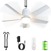 SHUNLEE vista frontal del ventilador con luz, aporta sombra y claridad