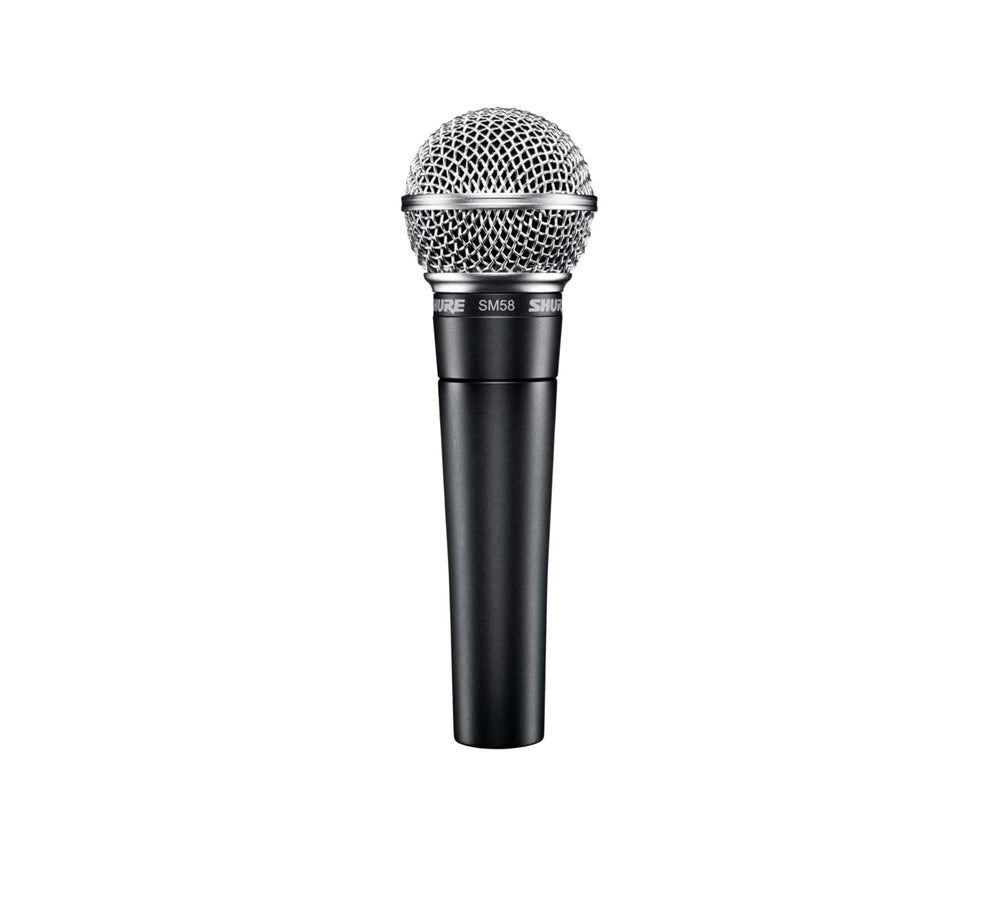 Shure SM58 vista frontal con sonido consistente y durabilidad