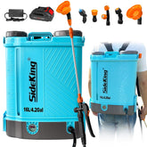 SideKing vista frontal de la mochila pulverizadora mostrando diseño ergonómico y beneficio de confort