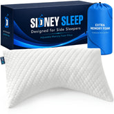 Sidney Sleep vista frontal del empaque mostrando tamaño queen y beneficios