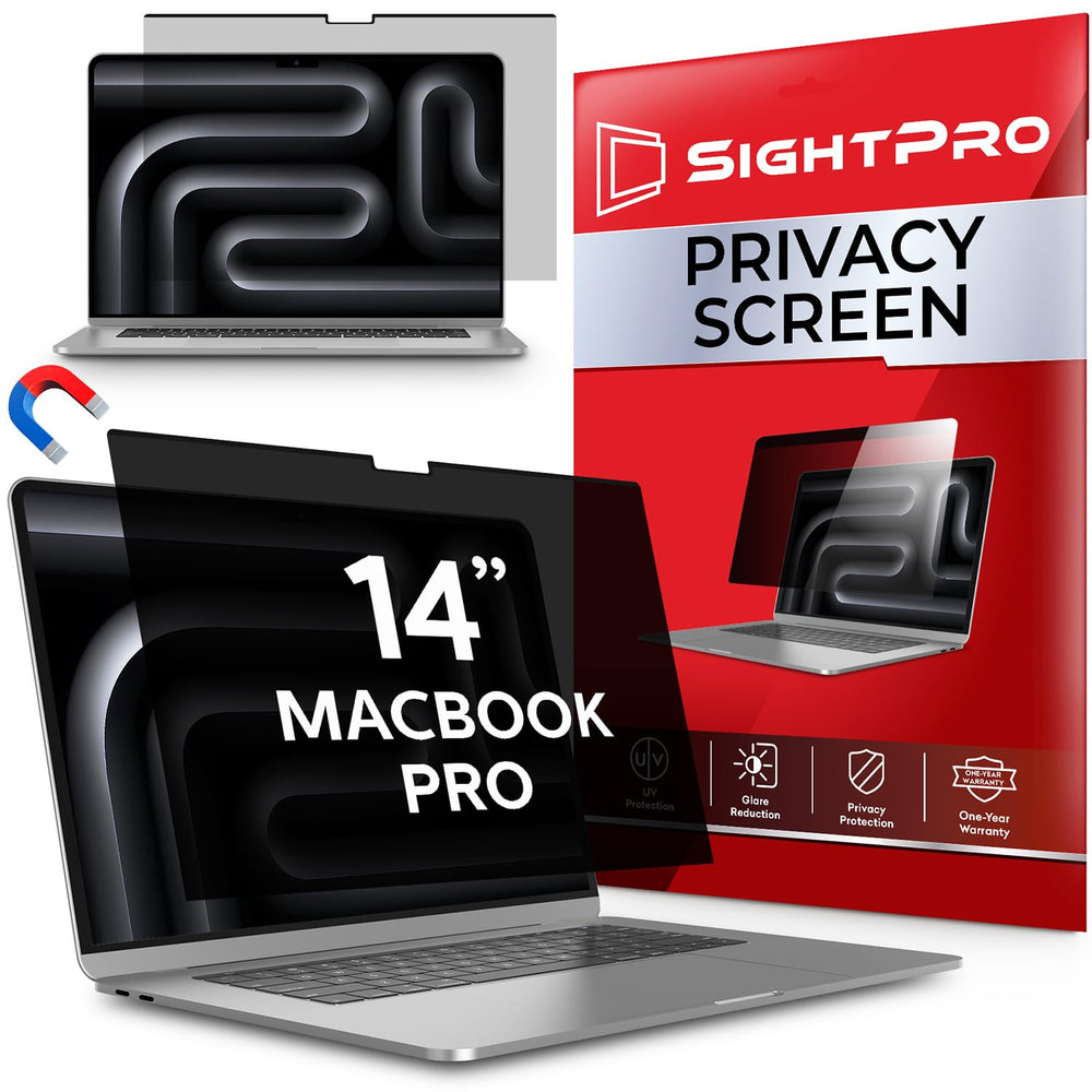 SightPro vista frontal del filtro en empaque protege pantalla portátil