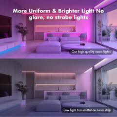 SILFU tira en uso en habitación creando ambiente RGB controlable por app y mando