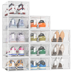 SIMPDIY caja transparente frontal mostrando un par de zapatillas y fácil identificación