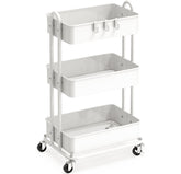 Simple Houseware carrito frontal mostrando tres niveles y acabado blanco, organización visible