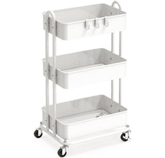 Simple Houseware carrito frontal mostrando tres niveles y acabado blanco, organización visible