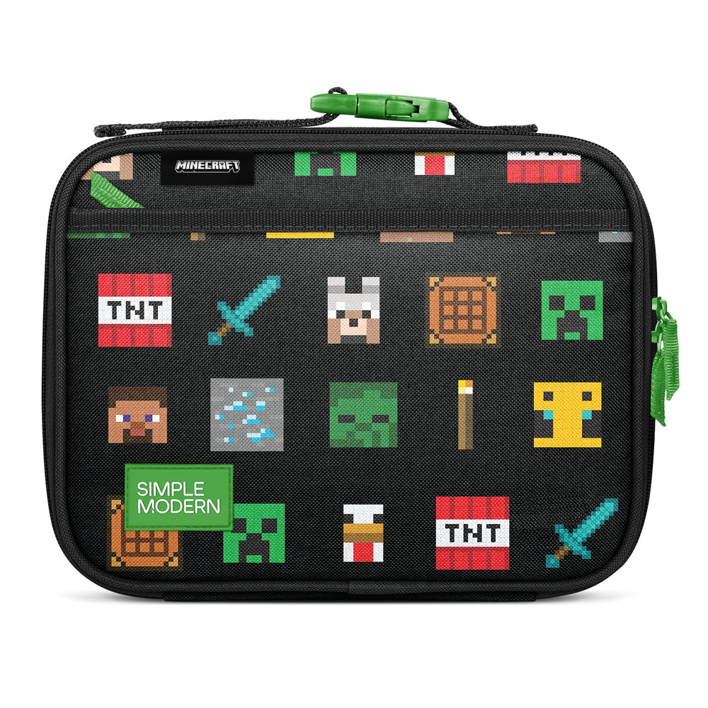 Simple Modern lonchera Minecraft vista frontal con diseño llamativo y práctico