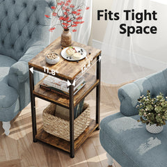 Simple Trending mesa auxiliar en uso en salón junto a sofá con lámpara y taza, optimiza espacio
