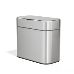 simplehuman caddy frontal en acero cepillado, diseño compacto y elegante