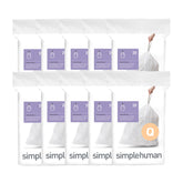 simplehuman paquete Code Q frente mostrando 200 bolsas, ahorro y orden