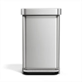 simplehuman vista frontal acero cepillado, aspecto profesional y fácil limpieza