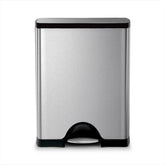 simplehuman vista frontal en acero inoxidable, aspecto limpio y profesional