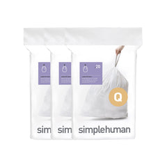 simplehuman empaque frontal Code Q mostrando 60 bolsas y dispensador práctico