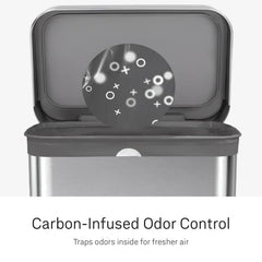 simplehuman primer plano del grosor del plástico que destaca resistencia
