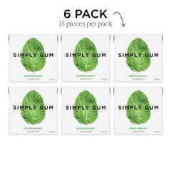 SIMPLY Gum paquete abierto con varias piezas para visualización de porciones