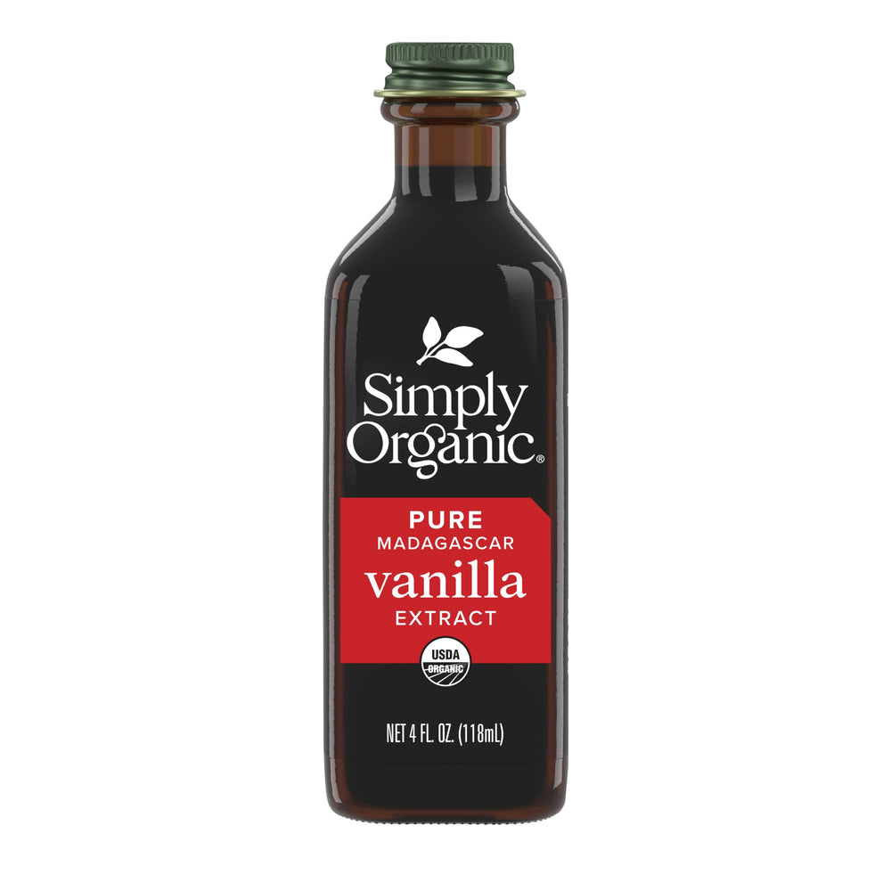 Simply Organic frasco frontal 4 oz mostrando el producto y su uso beneficioso