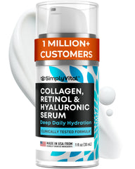 SimplyVital envase frontal del sérum retinol collagen mostrando elegancia y conservación