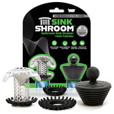 SinkShroom Ultra vista frontal del empaque mostrando componentes y facilidad