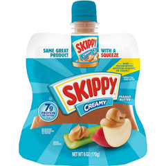 SKIPPY envase frontal mostrando etiqueta y formato exprimible, práctico para llevar