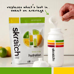 Skratch Labs polvo en cuchara detalle de textura fácil disolución y sabor real