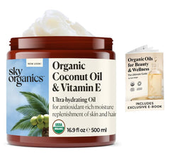 Sky Organics textura cremosa del aceite de coco, demuestra consistencia y absorción