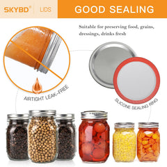 SKYBD tapa colocada en frasco wide mouth ilustrando uso y hermeticidad