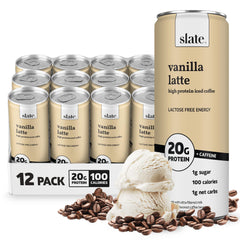 Slate lata frontal mostrando diseño y sabor vainilla, conveniencia inmediata