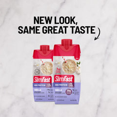 SlimFast detalle de la etiqueta nutricional con vitaminas y proteínas claras