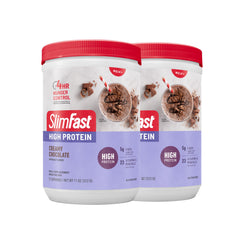 SlimFast envase frontal sabor chocolate mostrando presentación y conveniencia