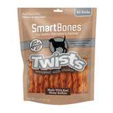 SmartBones envase frontal mostrando 30 palitos sin rawhide y beneficios nutritivos